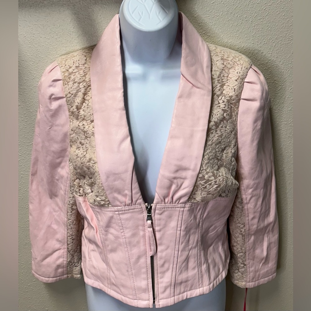 Sugarfly Pastel Pink and crème Lace Faux Jacket NWT